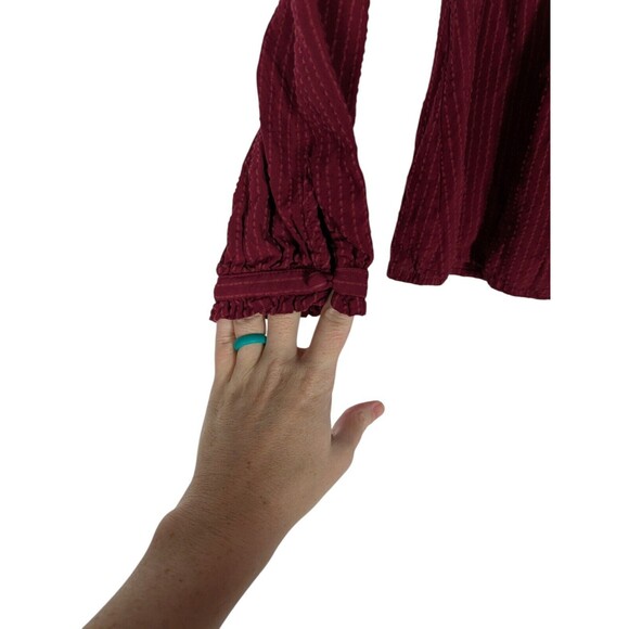 Modcloth Blouse M Women's Red Thoroughly Ladylike Button Up Long Sleeve Classy - Picture 4 of 7